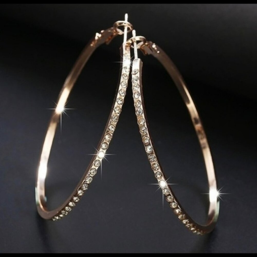 CRYSTAL Hoop Earrings Silver, Gold & Rose Gold